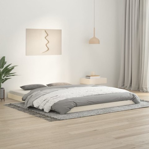 Rama łóżka, biała, 150x200 cm, King Size, lite drewno sosnowe