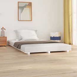Rama łóżka, biała, 150x200 cm, lite drewno sosnowe