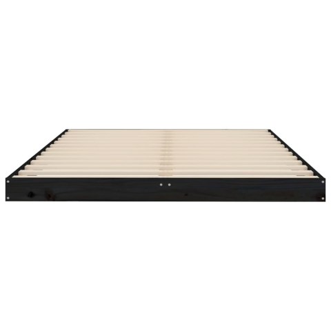 Rama łóżka, czarna, 120x190 cm, lita sosna, podwójna