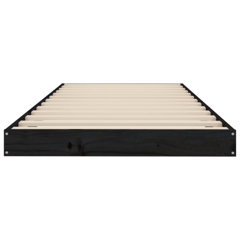 Rama łóżka, czarna, 75x190 cm, lita sosna, pojedyncza