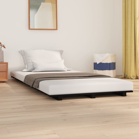 Rama łóżka, czarna, 90 x 200 cm, lite drewno sosnowe