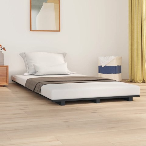 Rama łóżka, szara, 75x190 cm, lite drewno sosnowe