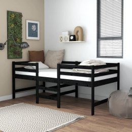 Łóżko średniej wysokości z materacem, 90x200 cm, czarne, sosna