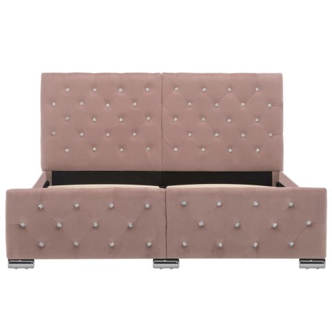 Rama łóżka, różowa, tapicerowana aksamitem, 140x200 cm