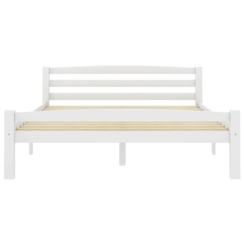 Rama łóżka, biała, lite drewno sosnowe, 140 x 200 cm