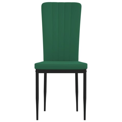 Krzesła stołowe, 2 szt., ciemnozielone, obite aksamitem