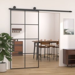 Drzwi przesuwne, czarne, 102,5x205 cm, szkło ESG i aluminium