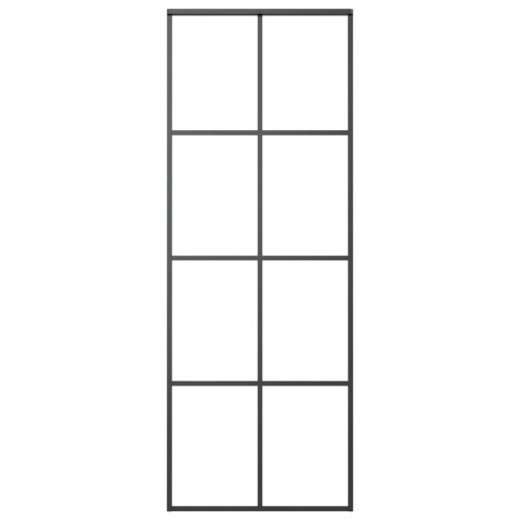 Drzwi przesuwne, czarne, 76x205 cm, szkło ESG i aluminium