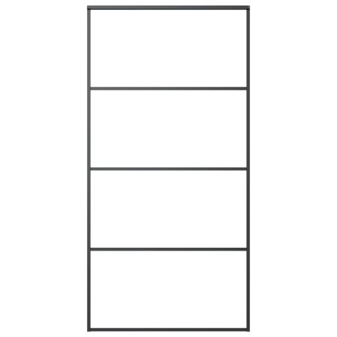 Drzwi przesuwne, szkło ESG i aluminium, 102,5x205 cm, czarne