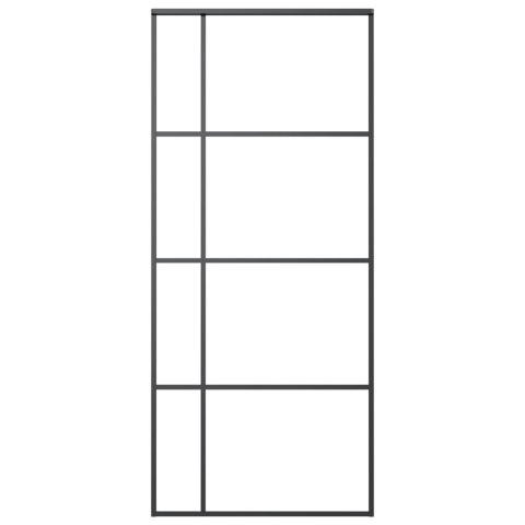 Drzwi przesuwne, szkło ESG i aluminium, 90x205 cm, czarne