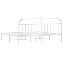 Metalowa rama łóżka z wezgłowiem, biała, 193x203 cm