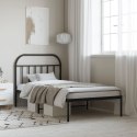 Metalowa rama łóżka z wezgłowiem, czarna, 100x190 cm