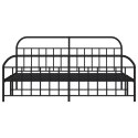 Metalowa rama łóżka z wezgłowiem i zanóżkiem, czarna, 193x203cm