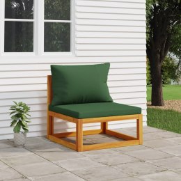 Środkowa sofa ogrodowa z zielonymi poduszkami, lita akacja