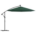 Parasol ogrodowy wiszący, światła LED, 300 cm, metal, zielony