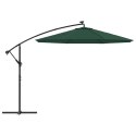 Parasol ogrodowy wiszący, światła LED, 300 cm, metal, zielony