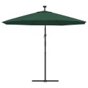 Parasol ogrodowy wiszący, światła LED, 300 cm, metal, zielony