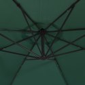 Parasol ogrodowy wiszący, światła LED, 300 cm, metal, zielony