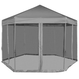 Rozkładany namiot ogrodowy z 6 ściankami; 3,6 x 3,1 m, szary