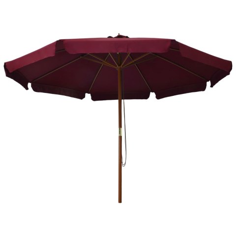 Parasol ogrodowy na drewnianym słupku, 330 cm, burgundowy