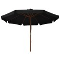 Parasol ogrodowy na drewnianym słupku, 330 cm, czarny