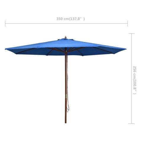 Parasol ogrodowy na drewnianym słupku, 350 cm, niebieski