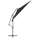 Parasol wiszący z aluminiowym słupkiem, 300 cm, czarny