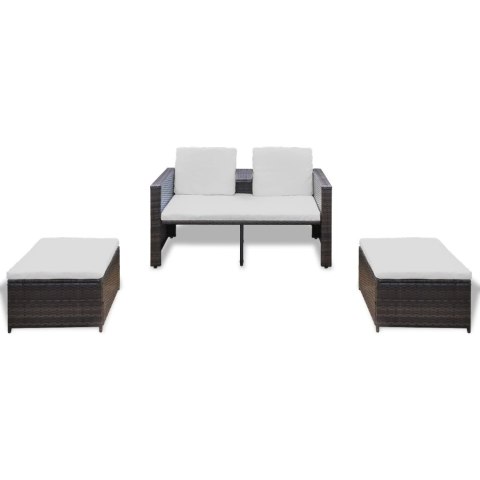 4-cz. zestaw wypoczynkowy do ogrodu, poduszki, rattan PE, brąz