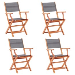 Składane krzesła ogrodowe 4 szt., szare, eukaliptus i textilene