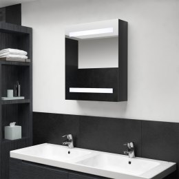 Szafka łazienkowa z lustrem i LED, lśniąca czerń, 50x14x60 cm
