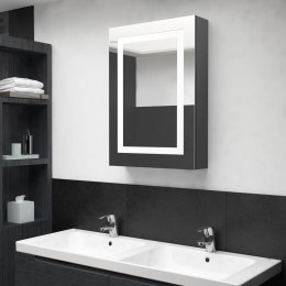 Szafka łazienkowa z lustrem i LED, lśniąca szarość, 50x13x70 cm
