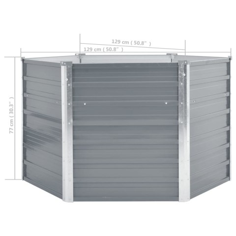 Podwyższona donica z galwanizowanej stali, 129x129x77 cm, szara