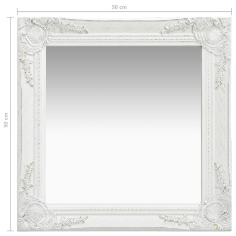 Lustro ścienne w stylu barokowym, 50x50 cm, białe