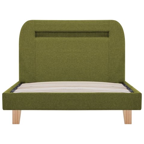 Rama łóżka z LED, zielona, tapicerowana tkaniną, 90 x 200 cm