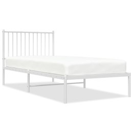 Metalowa rama łóżka z wezgłowiem, biała, 90x200 cm