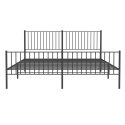 Metalowa rama łóżka z wezgłowiem i zanóżkiem, czarna, 183x213cm