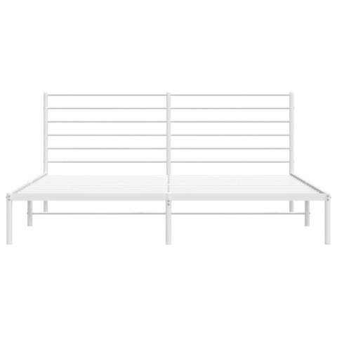 Metalowa rama łóżka z wezgłowiem, biała, 183x213 cm