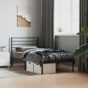 Metalowa rama łóżka z wezgłowiem, czarna, 107x203 cm