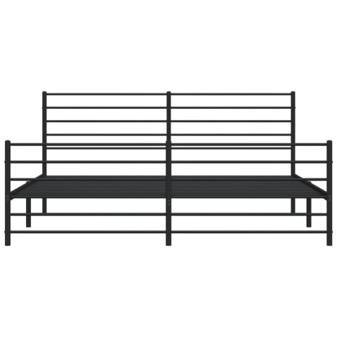 Metalowa rama łóżka z wezgłowiem i zanóżkiem, czarna, 193x203cm