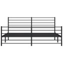 Metalowa rama łóżka z wezgłowiem i zanóżkiem, czarna, 200x200cm