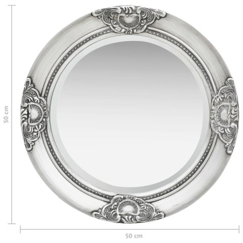Lustro ścienne w stylu barokowym, 50 cm, srebrne