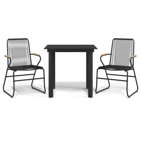3-częściowy zestaw mebli ogrodowych, czarny, PVC, rattan 3-częściowy zestaw mebli ogrodowych, czarny, PVC, rattan