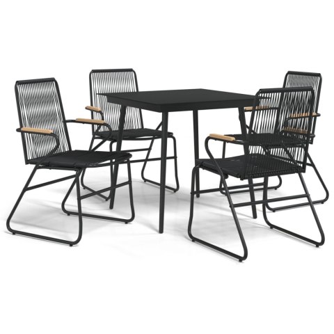 5-częściowy zestaw mebli ogrodowych, czarny, rattan PVC 5-częściowy zestaw mebli ogrodowych, czarny, rattan PVC