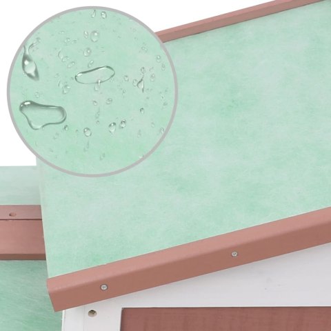 Duża klatka dla królików, brązowo-biała, 145x45x85 cm, drewno