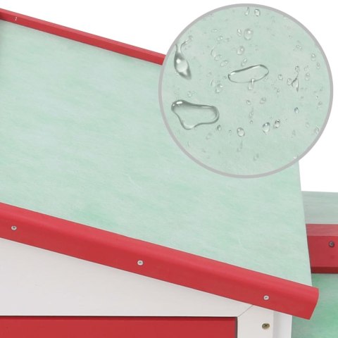 Duża klatka dla królików, czerwono-biała, 145x45x85 cm, drewno