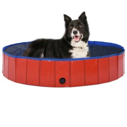 Składany basen dla psa, czerwony, 160 x 30 cm, PVC