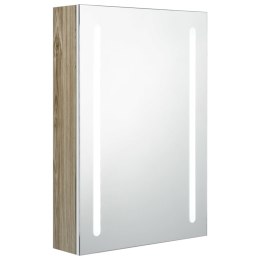 Szafka łazienkowa z lustrem i LED, biało-dębowa, 50x13x70 cm