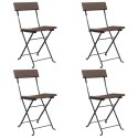 Składane krzesła bistro, 4 szt., brązowe, polirattan i stal