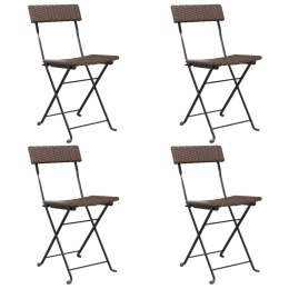 Składane krzesła bistro, 4 szt., brązowe, polirattan i stal