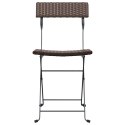 Składane krzesła bistro, 4 szt., brązowe, polirattan i stal
